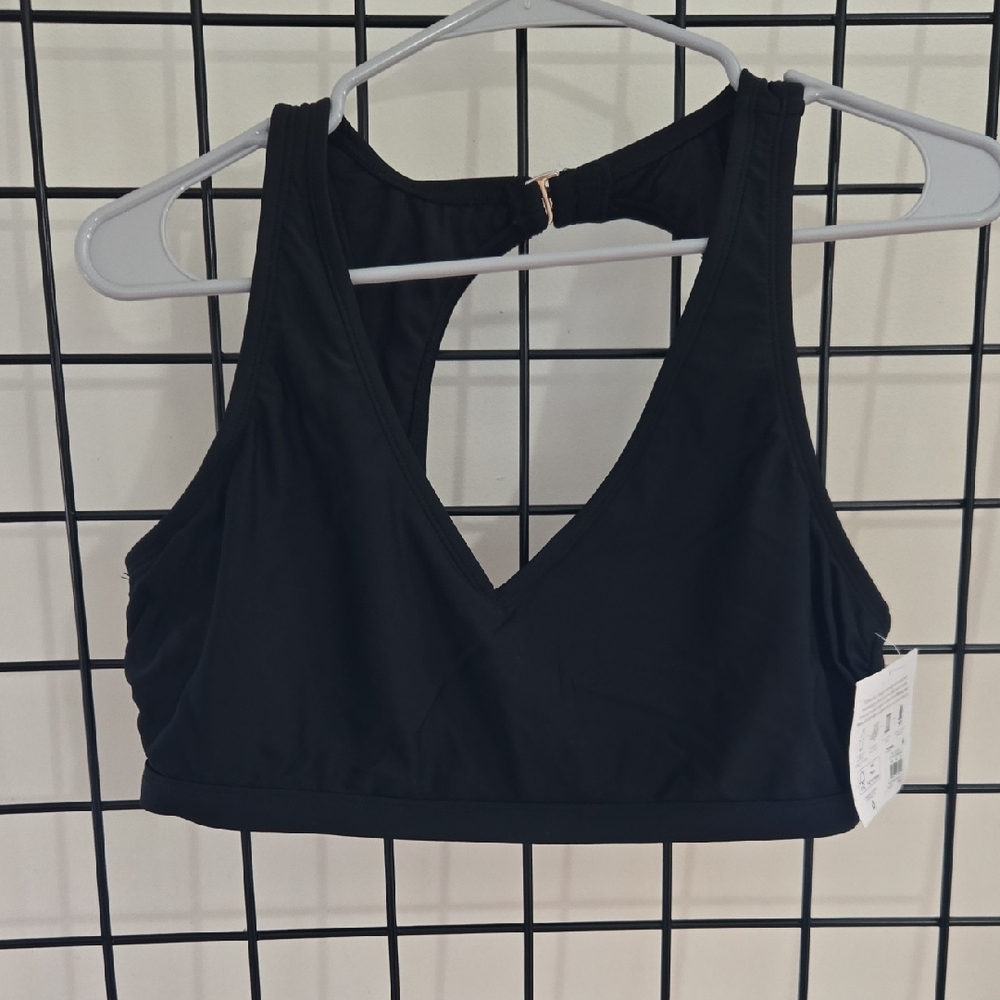 Black V-Neck Bikini with Racerback Cutout